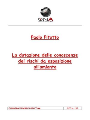 cover image of La datazione delle conoscenze dei rischi da esposizione all'amianto